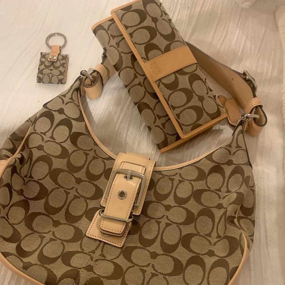 Coach authentic canvas bag/wallet/keychain.
